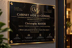 Plaque d’entrée du cabinet MacBay de Christophe Mayor