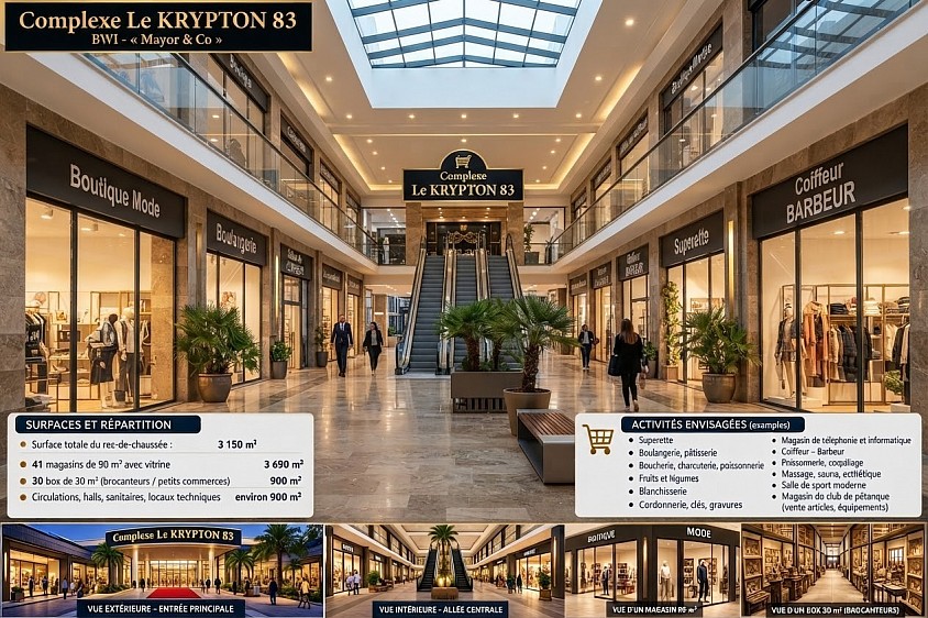 Vue des magasins du complexe Krypton 83